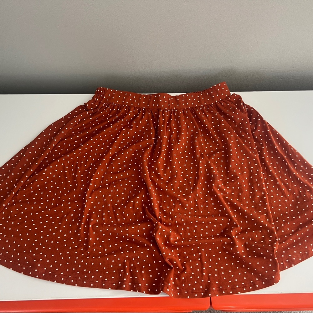 French Grey Rust Polka Dot Skater Skirt
